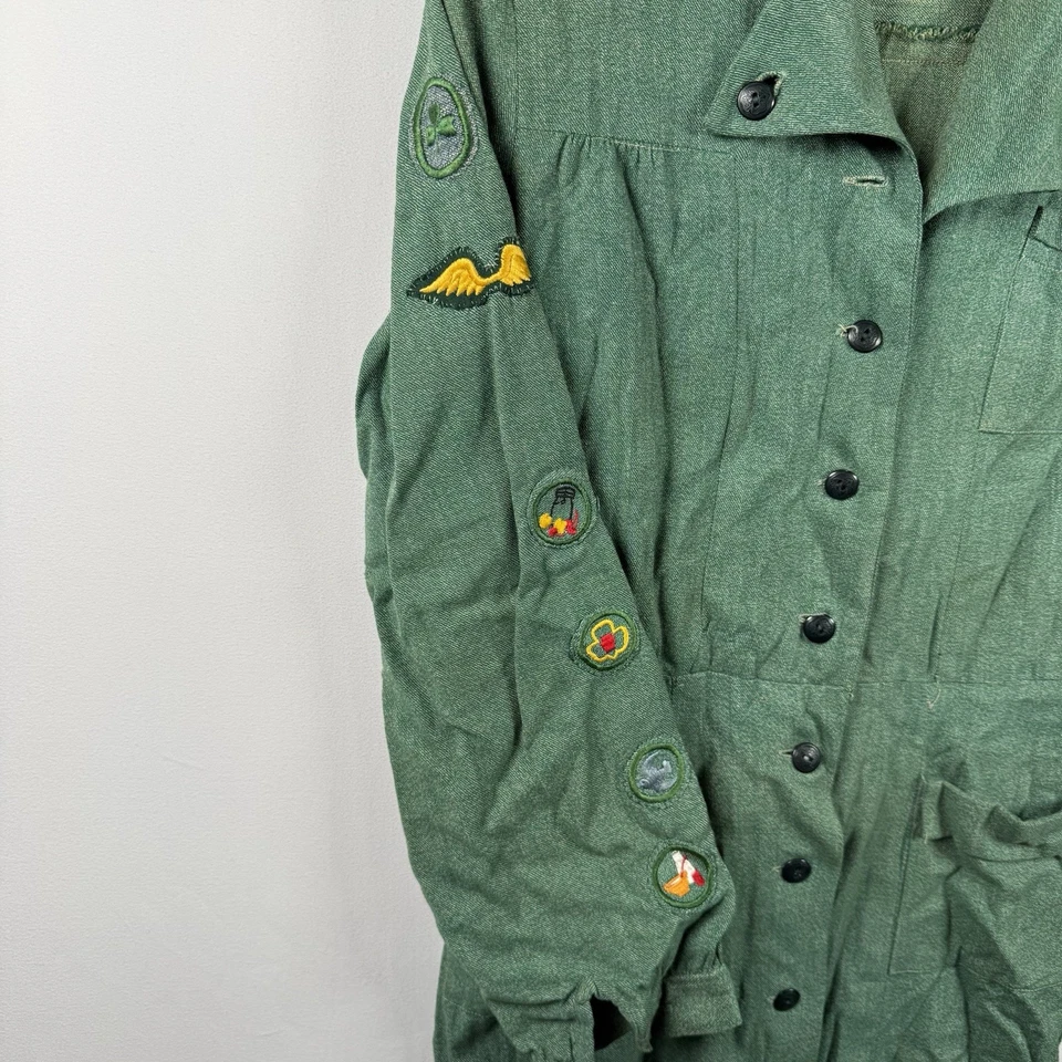 复古 1940 年代女童子军长袖礼服补丁帽子/贝雷帽腰带围巾袜 — 第 4/4 张图片