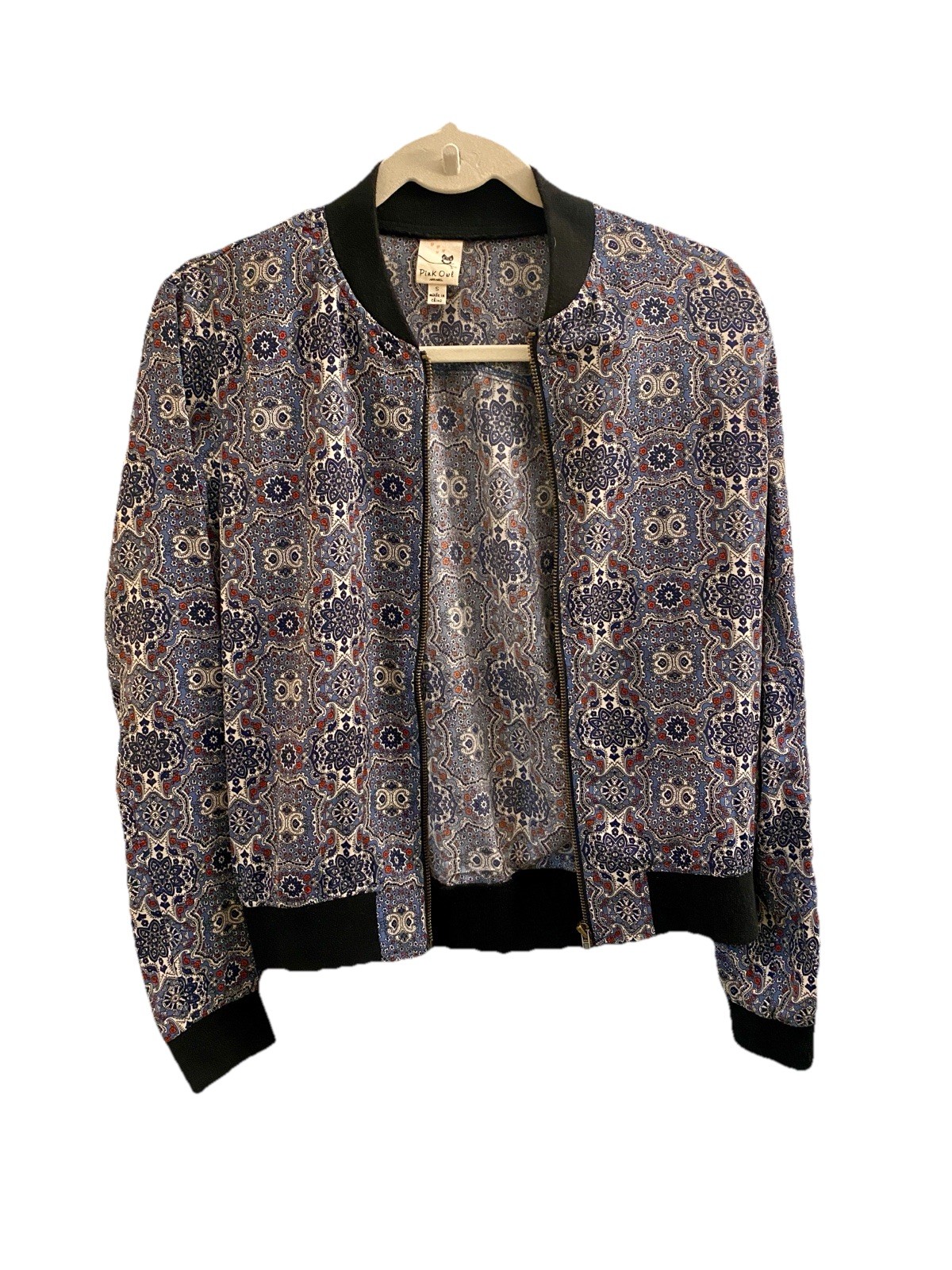 Pink Owl Multicolor Patterned Size Small Bomber J… - image 2