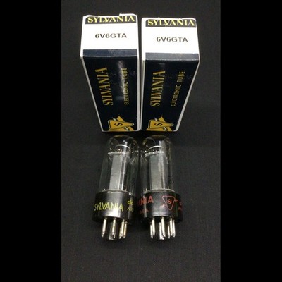 NICE PAIR SYLVANIA 6V6GTA Black Plate Amplifier VACUUM TUBES Tested O.9766