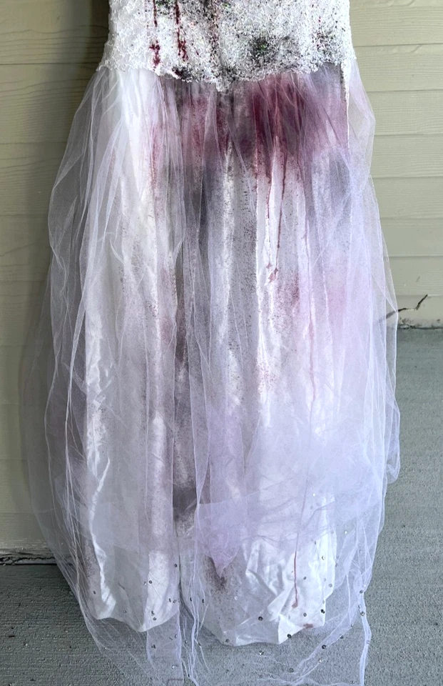 Ballerina Vampire Corpse Bride Wedding Dress Zombie Walking Dead Size 11/12 - Image 4 of 4