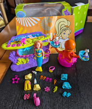 Polly Pocket Mermaid Stars Lea Doll + Octo Go Round Play Set Vintage & Rare