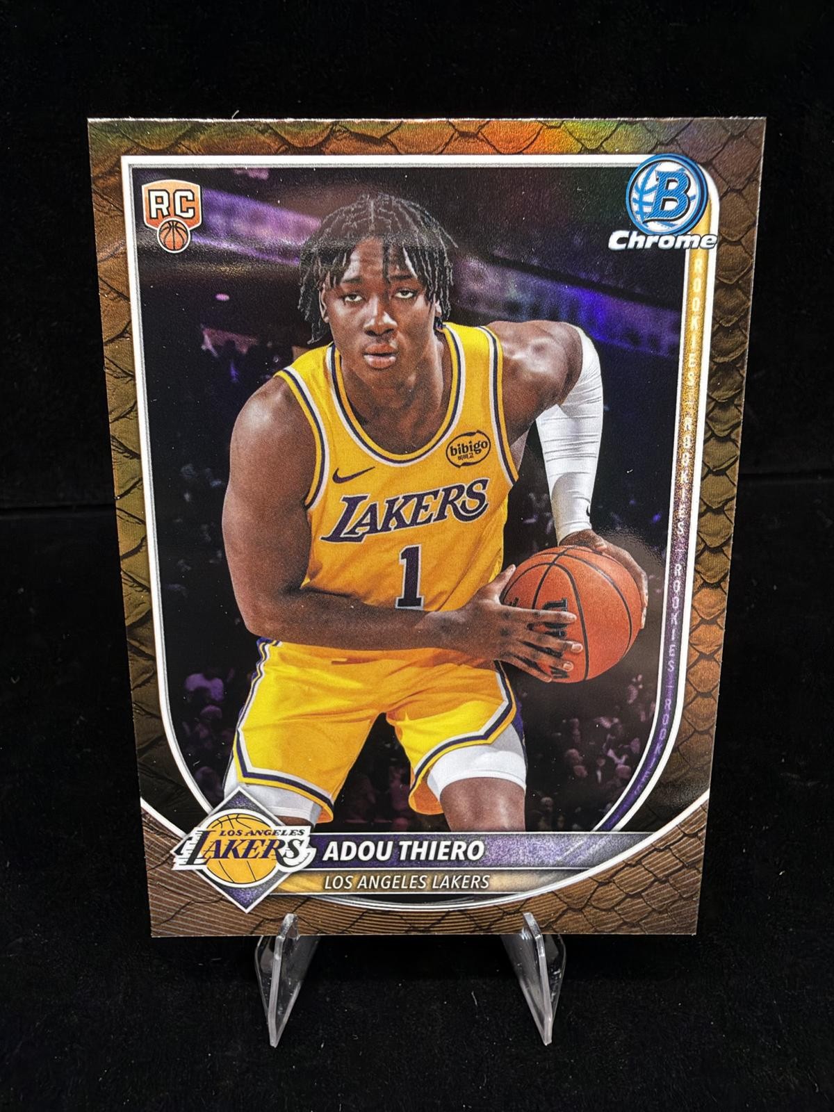Adou Thiero Rookie #BCV-36 Chrome Reptilian Refractor 2025-26 Bowman Lakers RC