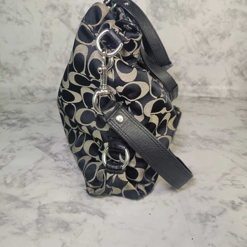 Coach Black Ashley Satchel Shoulder Bag Sateen Pleated Handbag Purse Y2K Vintage - Image 4 of 4