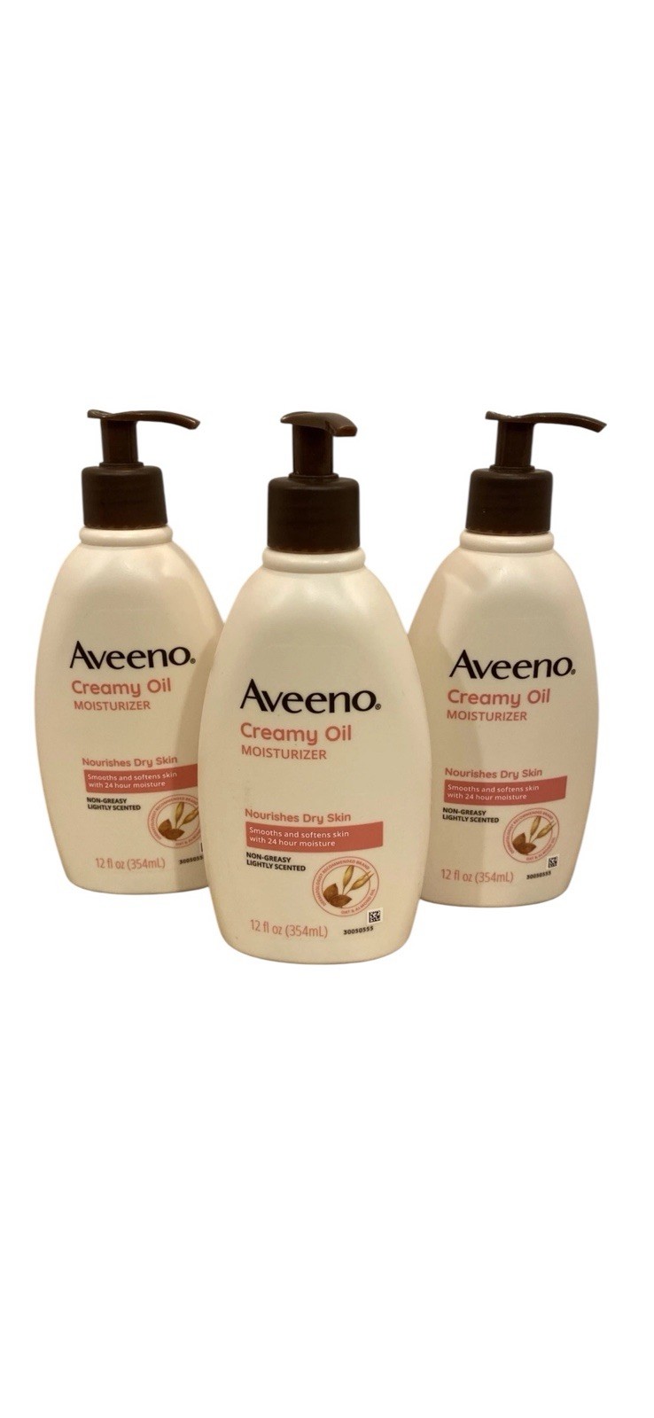 3 Pack Aveeno Creamy Oil Moisturizer Soothing Oat Almond Scented Lotion 12oz New