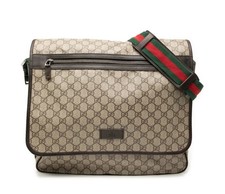 Gucci GG Supreme Monogram Web Medium Messenger Bag Beige