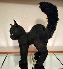 1930s Large Steiff Black straw stuffed Cat from Essex England