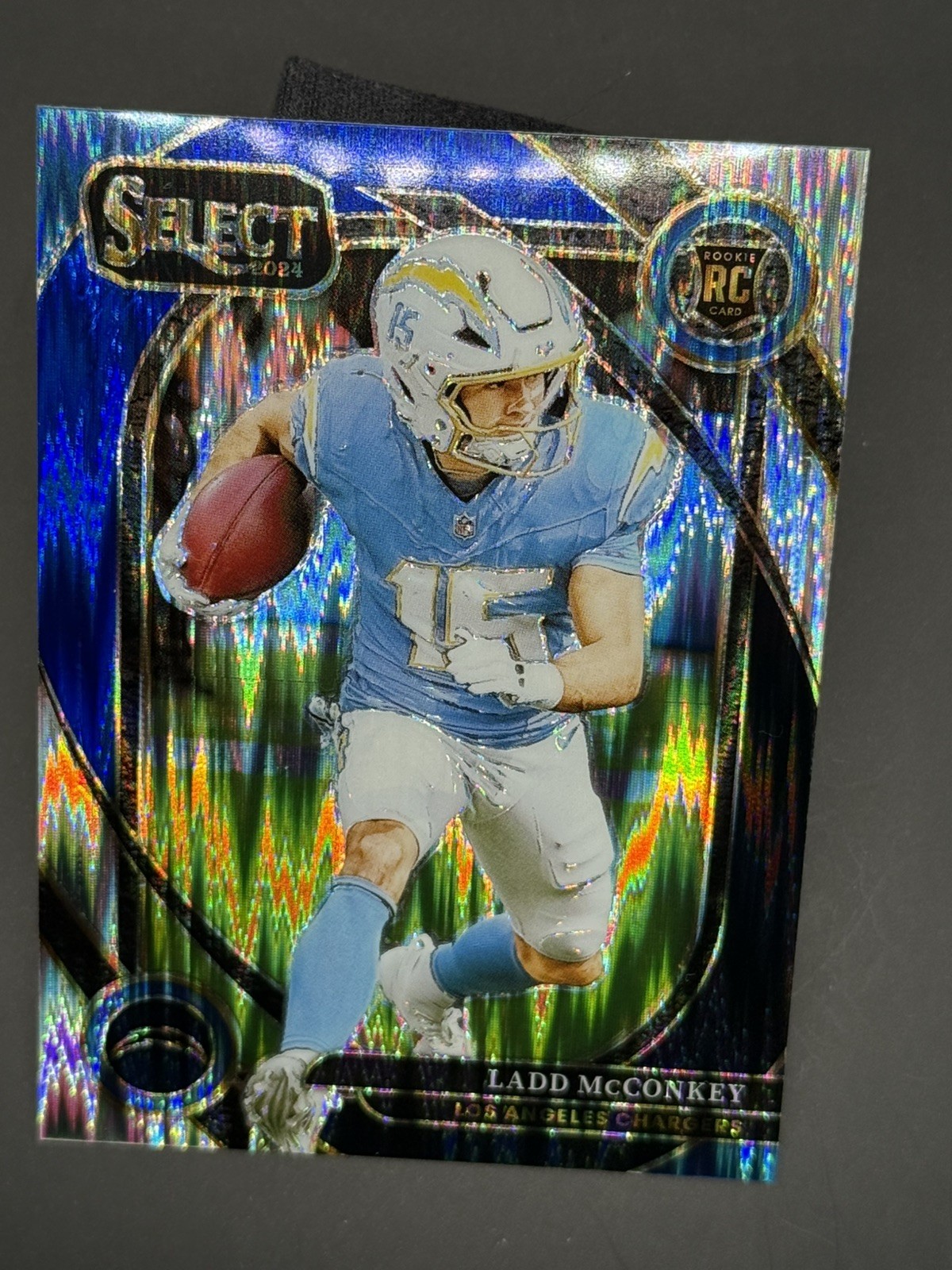 2024 Panini Select - Club Level Ladd McConkey #268 Black & Blue Shock Prizm (RC)
