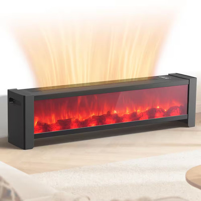 5200 BTU Electric Fireplace Heater, 1500W Baseboard Heater, Realistic Flame Effe
