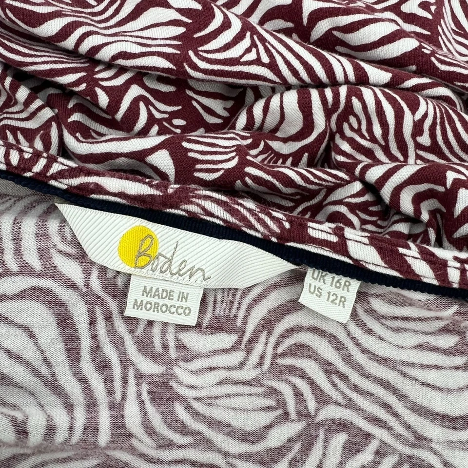 Vestido Boden US 12R Layla Viscosa Jersey Rojo Blanco Estampado Abstracto Manga Larga Foto 3 de 4