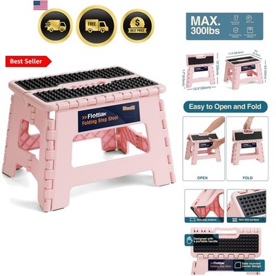 9'' Folding Step Stool for Adults and Kids Holds Up to 300 lbs,Non-Slip Foldin...