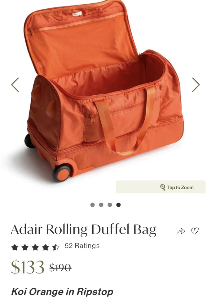 Bolsa de viaje para mujer Vera Bradley Ripstop Adair con ruedas Koi naranja en Ripstop ~ nueva sin etiquetas Foto 2 de 4