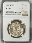1941-S 50c Walking Liberty NGC MS64 Silver Half Dollar Coin San Francisco Walker