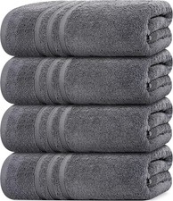 Pack of 4 Soft Bath Towels, 100 Cotton, 27 x 54 Inches, Lightweight