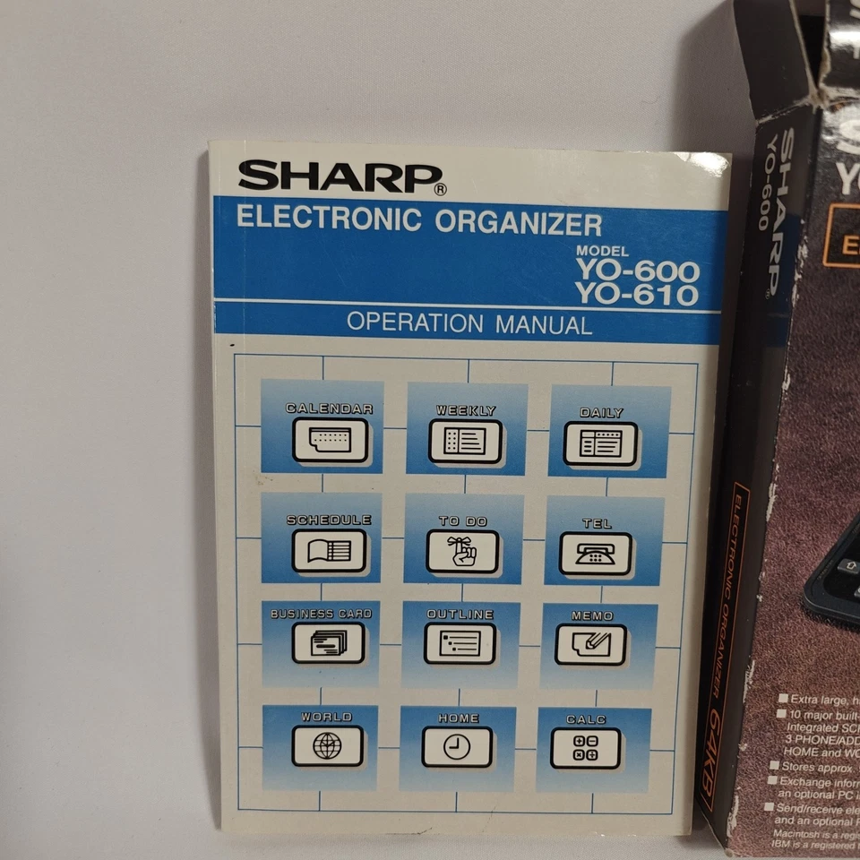 SHARP ELECTRONIC ORGANIZER MODEL YO-600/610/620 OPERATION MANUAL Vintage 1993 - Image 2 of 2