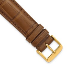 DeBeer 22mm Long Genuine Alligator Matte Havana Gold-tone Buckle Watch Band