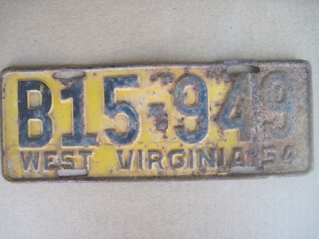 VINTAGE West Virginia License Plate WV 1954 ANTIQUE # B15-949 | eBay