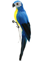 Papagei mit echten Federn 25 cm Blau Beach Party Kostümzubehör Hawaii Deko