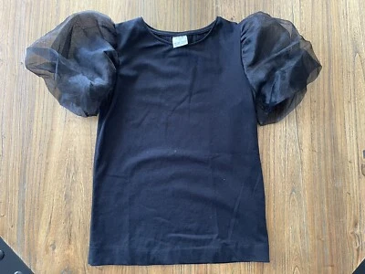 Zara Kids T Shirt Manche Courte En Tule Noir 10 Ans - Photo 1/3