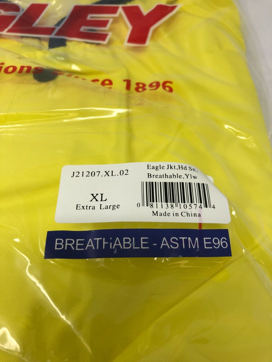 Veste Imperméable Jaune Nylon Tingley Eagle – 200 Deniers, Taille XL, Neuve Sous Emballage, J21207