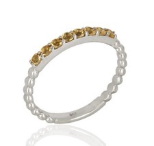 Yellow Citrine Gemstone 925 Sterling Fine Silver Engagement Band Ring Jewelry