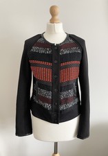 Yoana Baraschi Tweed Jacket Wool Cotton Colourful Biker Us 6 Uk 10