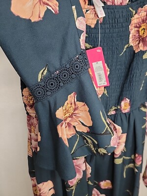 xhilaration green floral dress Plunge Halter Neck Satin Forest Green Slip Dress