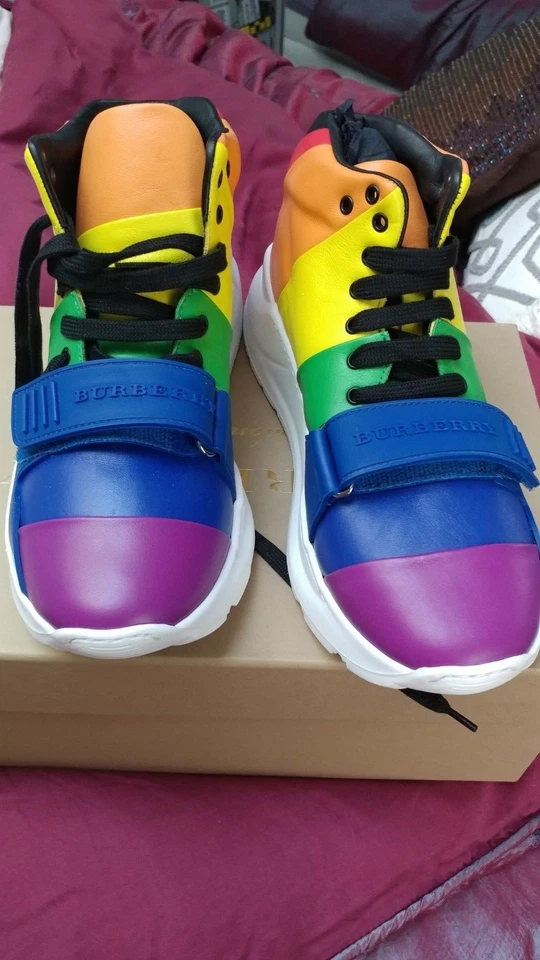 Burberry Italia NUEVAS Zapatillas Altas Mujer/Unisex Regis Arco Iris Rayas 38/7.5 Foto 2 de 4