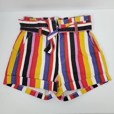 Express Shortie Shorts Sz 0 27 3 Multi Color Stripe Extreme High Rise Paperbag