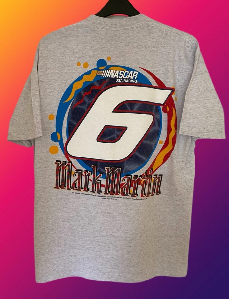 Vintage 1996 NASCAR Mark Martin 6 T-Shirt USA Racing Single Stitch XL P2P: 23” - Image 3 of 4