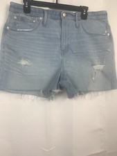 madewell womans denim shorts distressed light wash size 32