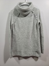 Hollister Knitted Turtle Neck Sweater Womens Size S Gray Long Sleeve
