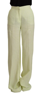 MSGM Pants Yellow Green Cotton High Waist Straight Long Trouser IT42/US8/M $500