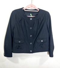 J Crew Blazer Jacket Size 2 Black 100 Wool Short Pockets Women's Luxury