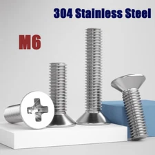 M6 Phillips Countersunk Screw Flat Head Bolts 304 Stainless Steel L:8-200mm