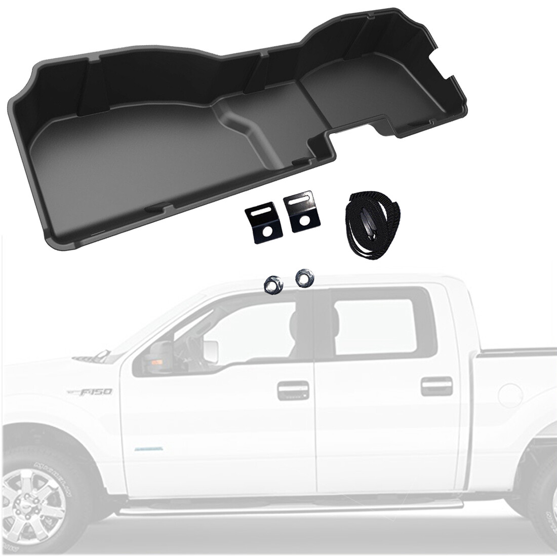 OEdRo Scatola Portaoggetti Sotto Sedile Per Chevy Silverado/GMC Sierra 1500 (2020-2023) E 2500/3500 HD, Con Divisori, Nero