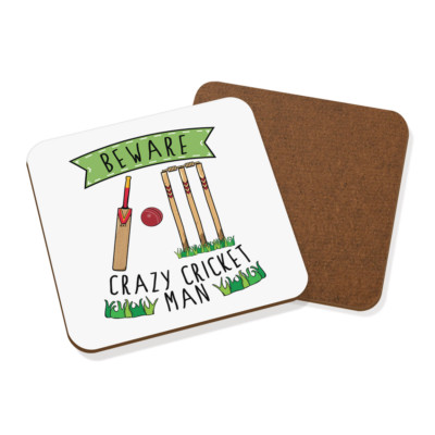 Vorsicht Crazy Cricket Mann Untersetzer Getränke Matte - lustiger Sport
