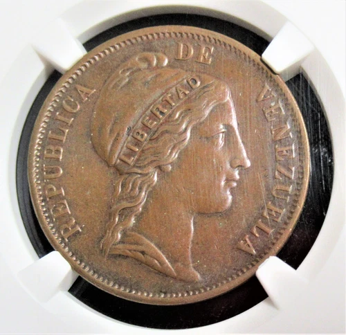 Venezuela: Republic Centavo 1852-(l) AU53 Brown NGC.