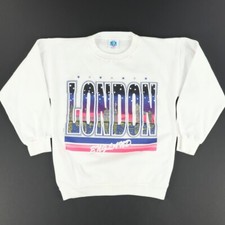 VTG 90s London England Skyline Souvenir Crewneck Sweatshirt White Unisex M