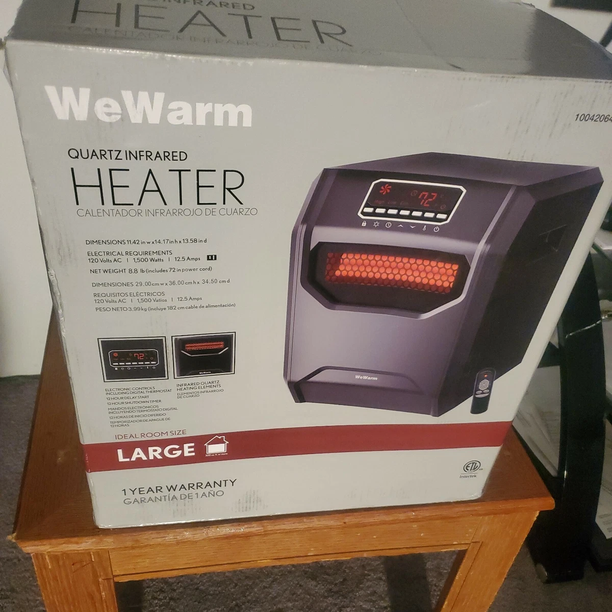 We Warm Quartz Infrared Heater 1500 Watts Large Remote Control HT1013US |  eBay