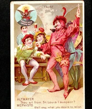 Anheuser Busch 1800's  Tony Faust Beer Brewing Gothes Mephisto Devil Trade Card
