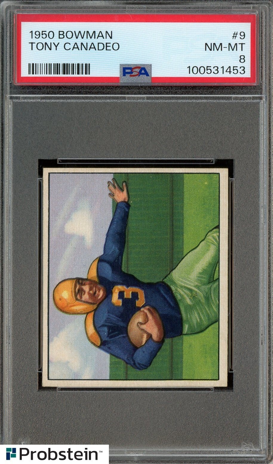 1950 Bowman Football #9 Tony Canadeo Green Bay Packers HOF PSA 8 NM-MT