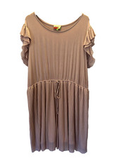 Fervour Modcloth Pink Short Flutter Sleeve Boho Dress 4X w/ Slip Lining Stretch