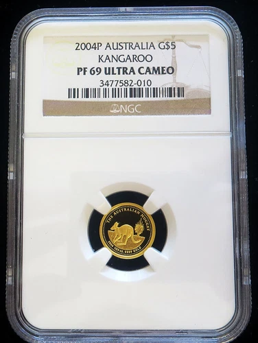 2004 P GOLD AUSTRALIA 367 MINTED $5 KANGAROO COIN NGC PROOF 69 ULTRA CAMEO