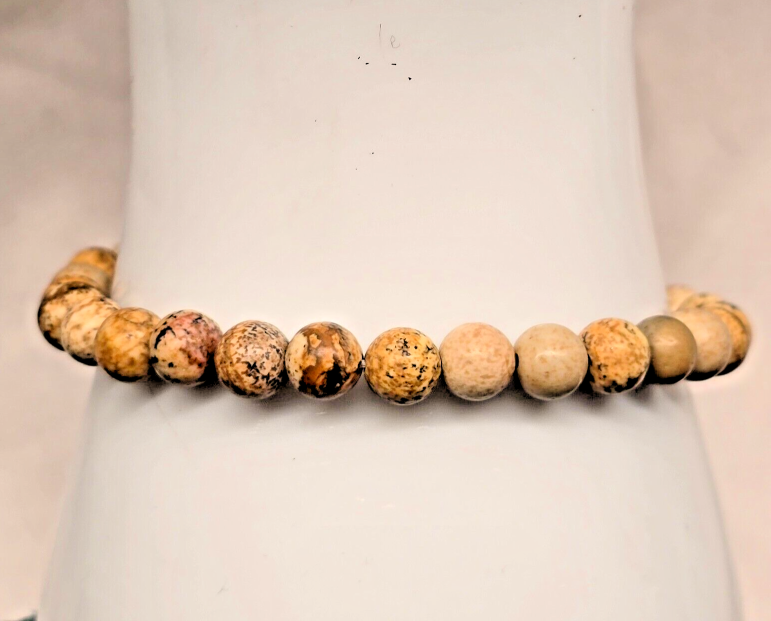 Jasper beaded brown and beige bracelet stretch 7