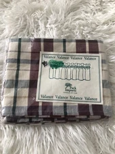 Park Designs Country Red & Green Beige Plaid Valance 72X14 NEW R1