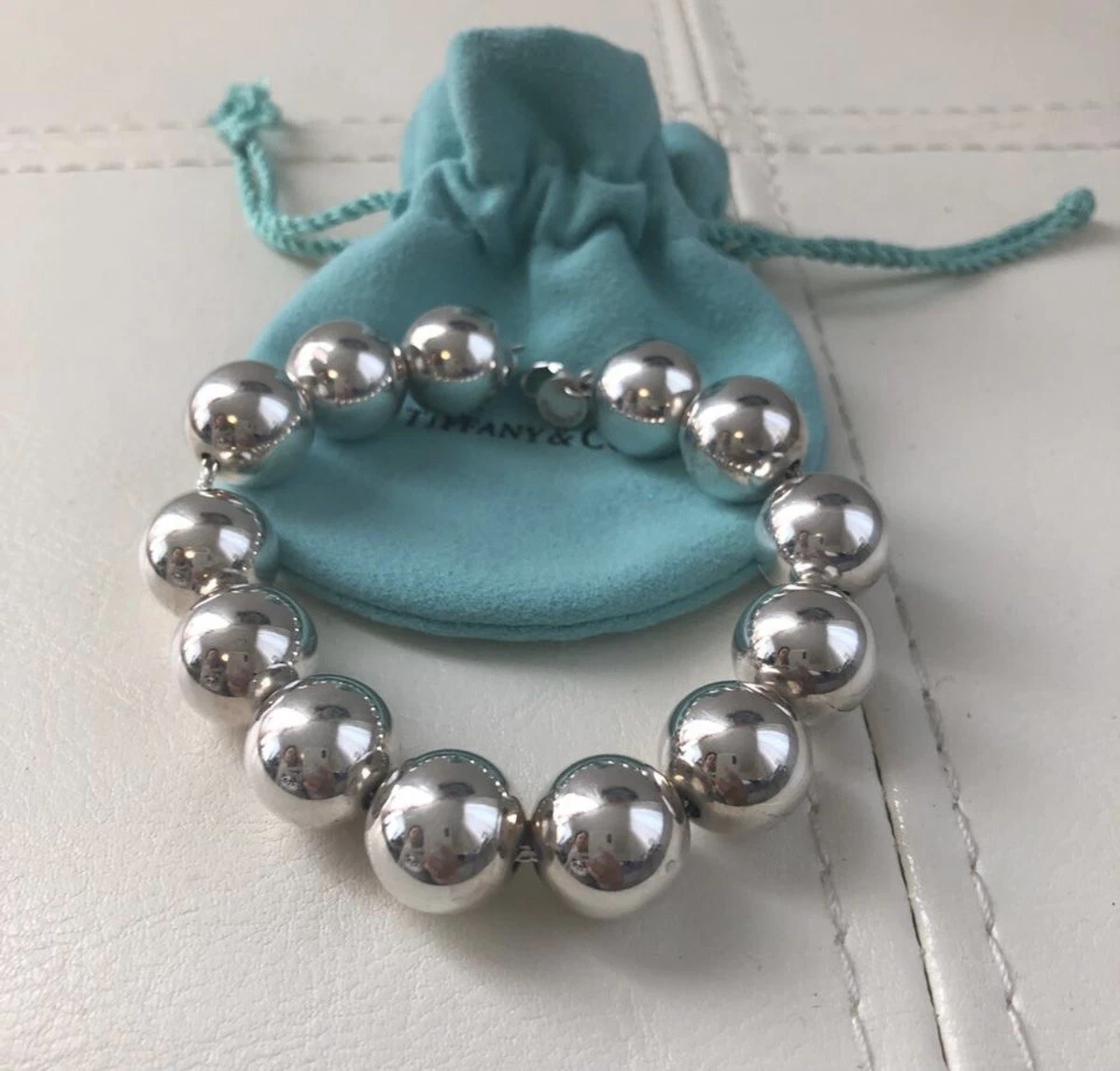 Tiffany Co. Silver LARGE 14mm Beaded Bead Ball 8