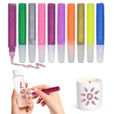 10Pcs Safe Washable Glitter Glue, 10ml Assorted Colours Glitter Craft Glue, Non