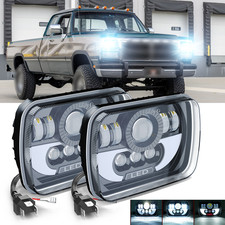 For 1981-1993 Dodge D150 D250 D350 Pickup Pair 5x7 7x6 Led Headlights Hilo Dr For 1981-1993 Dodge D150 D250 D350 Pickup Pair 5x7 7x6 Led Headlights Hilo Dr