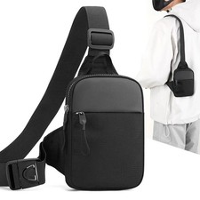 kleine schwarze Brusttasche mit Reißverschluss, ideal für Reise, Sport & Alltag