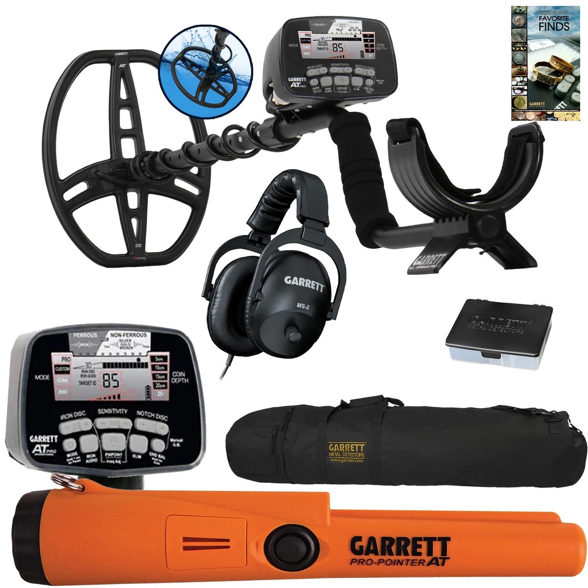 Garrett AT PRO Metal Detector Special w/ Pinpointer, Box, Book